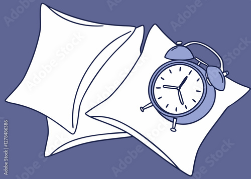 Playful Illustration of Pillows and a Clock with a Relaxing Theme for World Sleep Day