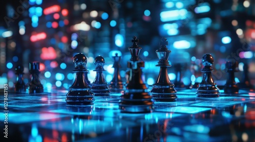 Wallpaper Mural Futuristic Chess Game, City Night Torontodigital.ca
