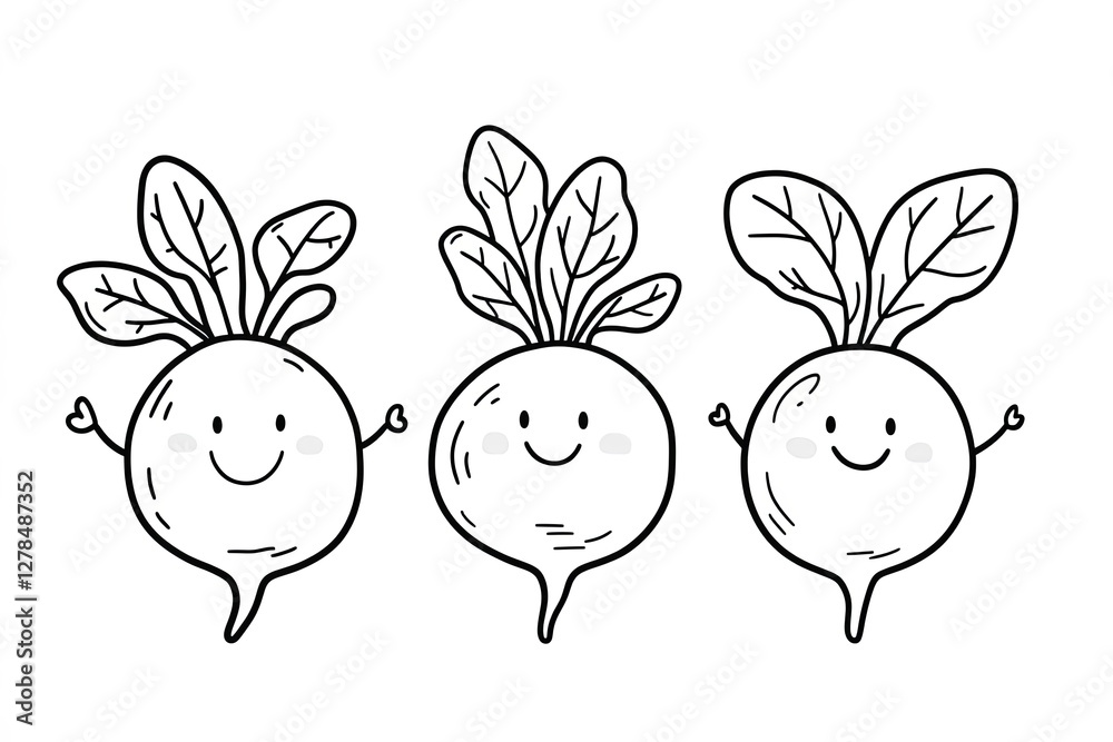 Little radish with tiny leaves, smiling brightly. Little radish with tiny leaves, smiling brightly.