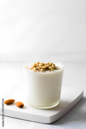 Breakfast with glass of milk