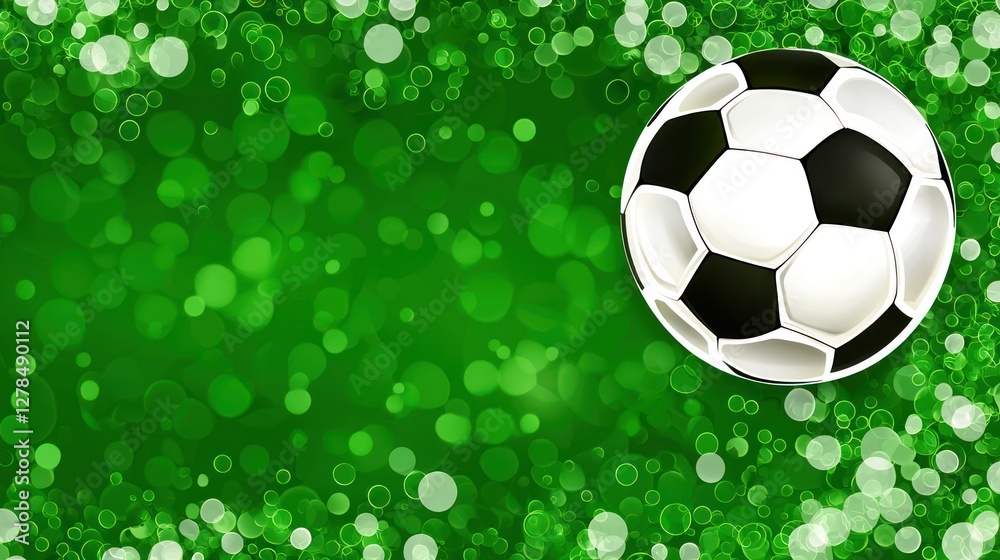 Naklejka premium Soccer ball on green bokeh background (1)