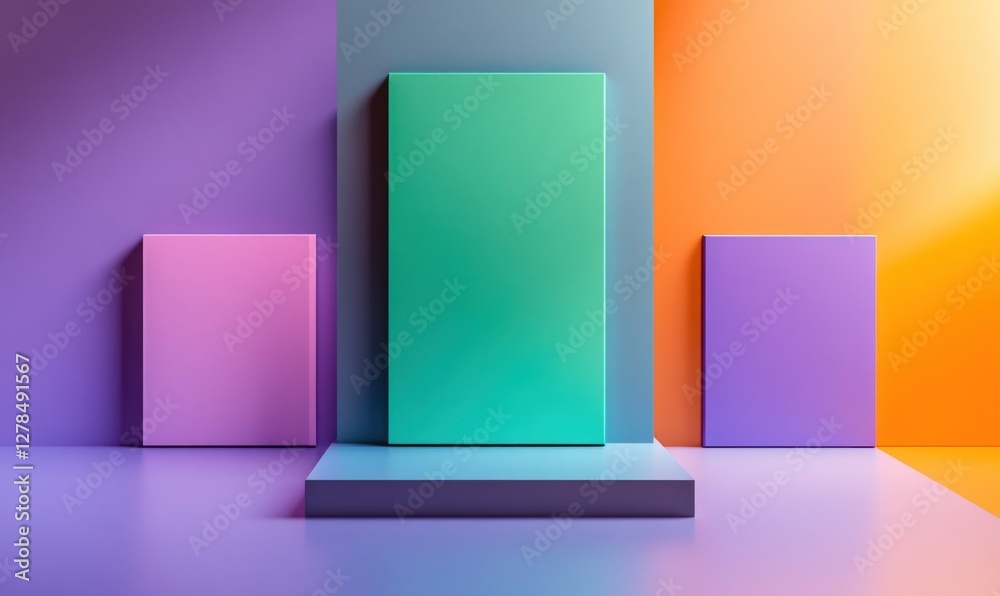 Colorful geometric shapes on pastel background. Colorful geometric shapes on pastel background.