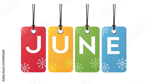 Hello June message lettering season greeting typography transparent 