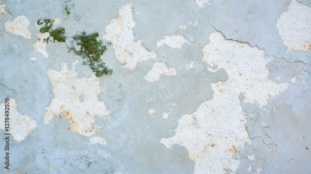 Naklejka premium Textured limestone with moss and weathered cracks - natural surface for design and decoration