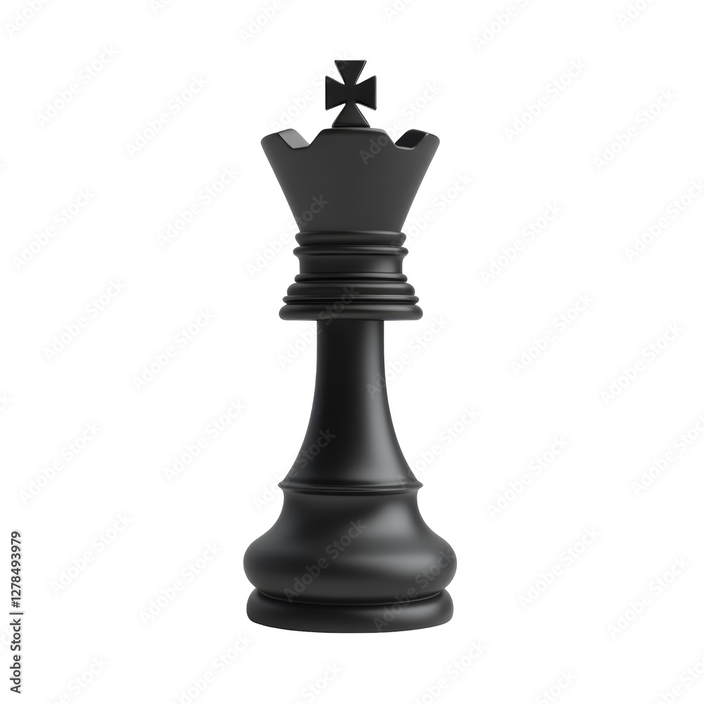 Simple black chess king piece with a crown and detailed carvings on top Simple black chess king piece with a crown and detailed carvings on top