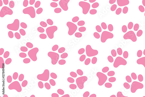 Wallpaper Mural Pink Paw Prints on White Background Seamless Vector Pattern Torontodigital.ca