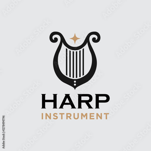 harp music instrumental logo design