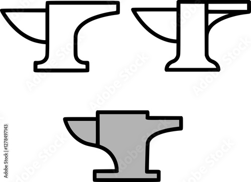 Anvil Vector Set - Blacksmith Tools, Forge Equipment, Metalworking, Smithing, Ironwork, Hammering, Workshop, Farrier, Steel, Heavy Metal, Industrial Anvil, Forging, Craftsmanship, Anvil Icons