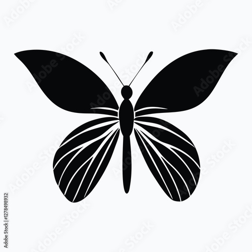 Sculpted Elegance in Black Butterfly Icon Black Butterfly Silhouette