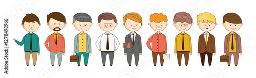 Business Man Character Body in Formal Costume Vector Set