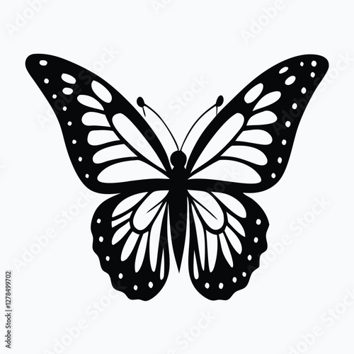 Sculpted Elegance in Black Butterfly Icon Black Butterfly Silhouette