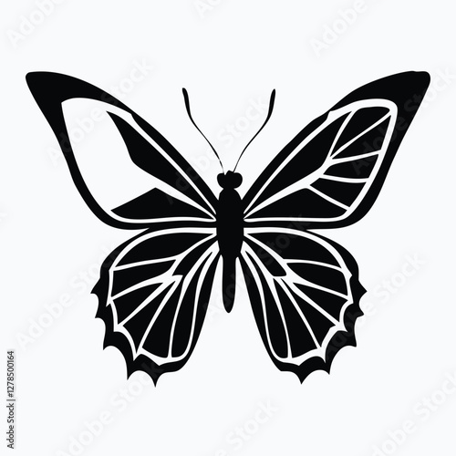 Sculpted Elegance in Black Butterfly Icon Black Butterfly Silhouette