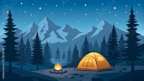 Majestic Mountain Range Under Starry Night Sky