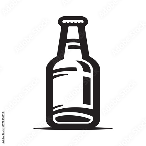 Minimalist Black and White Beer Bottle Icon Design