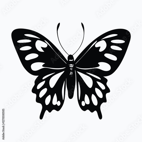Sculpted Elegance in Black Butterfly Icon Black Butterfly Silhouette