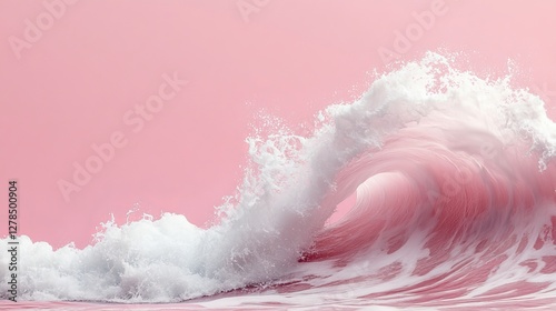 Obraz na płótnie A gentle pink wave on a pink background rolls onto the shore as a symbol of tenderness, love, bright pleasant impressions, and as a contact with a pleasant texture,empty space for text w salonie