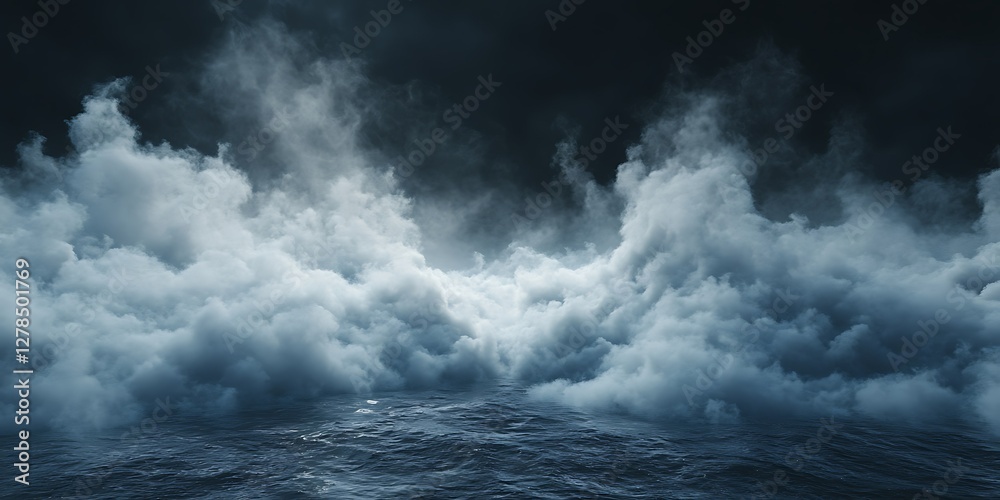 Obraz premium Stormy Sea Clouds Night Background