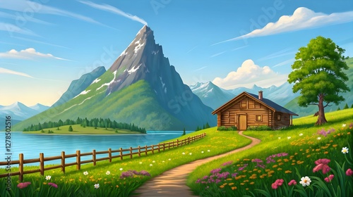 Stunning Sunset Over Majestic Mountains with Scenic View