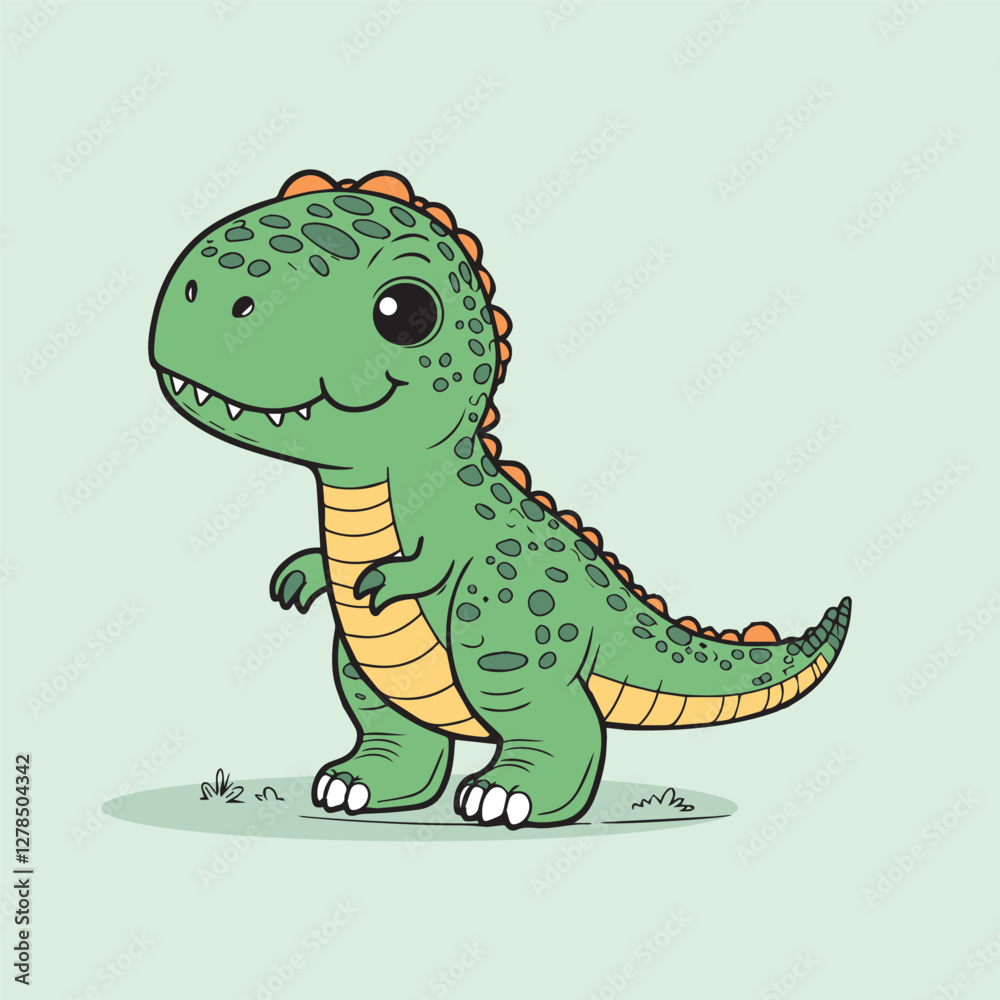 Fototapeta premium Cute cartoon dinosaur. Vector illustration of a cute cartoon dinosaur.