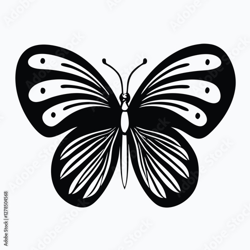 Sculpted Elegance in Black Butterfly Icon Black Butterfly Silhouette