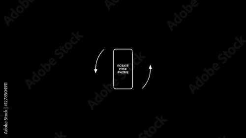 Rotate Your Phone to Landscape orientation. transparent background with icons Rotate Your Device from Vertical to Horizontal. Outline Icon
