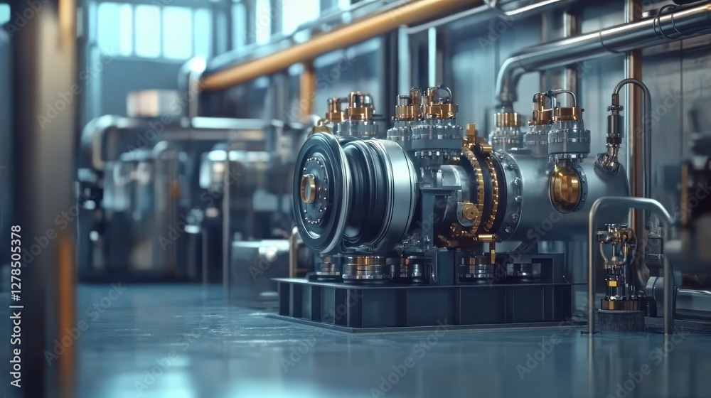 Fototapeta premium Factory Engine Room Machinery Industry