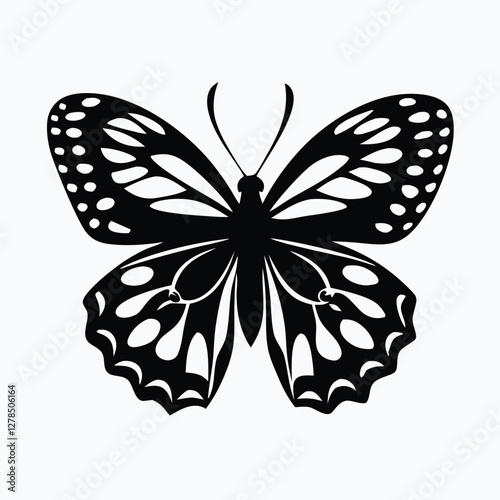 Sculpted Elegance in Black Butterfly Icon Black Butterfly Silhouette