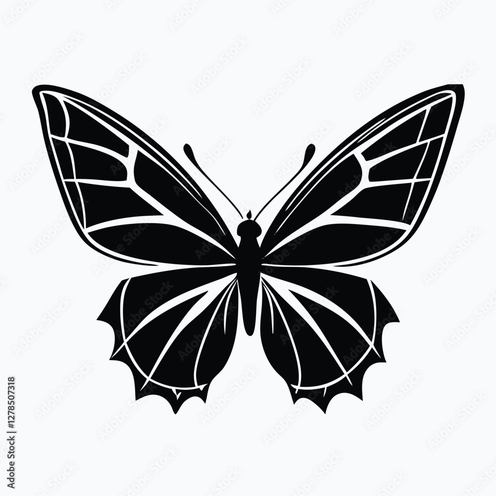 Fototapeta premium Sculpted Elegance in Black Butterfly Icon Black Butterfly Silhouette