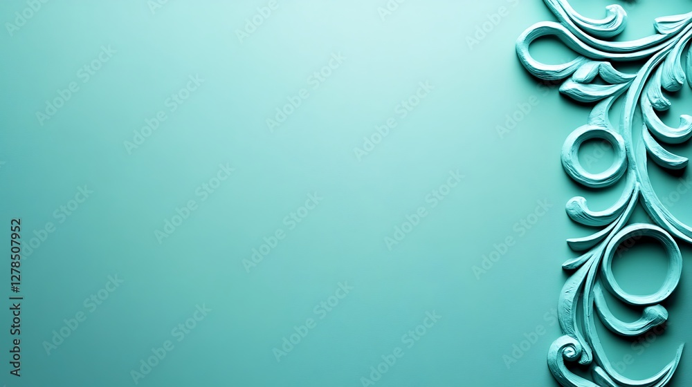Teal Background With Decorative Ornate Floral Design Teal Background With Decorative Ornate Floral Design