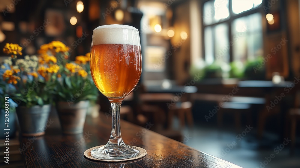 Freshly poured beer with fine foam Freshly poured beer with fine foam