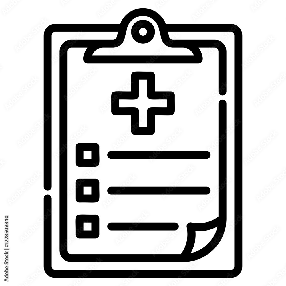Medical clipboard. This is a vector single icon with a dashed line style. It is suitable for any purpose, such as website design, mobile app design, logo design, etc. Medical clipboard. This is a vector single icon with a dashed line style. It is suitable for any purpose, such as website design, mobile app design, logo design, etc.
