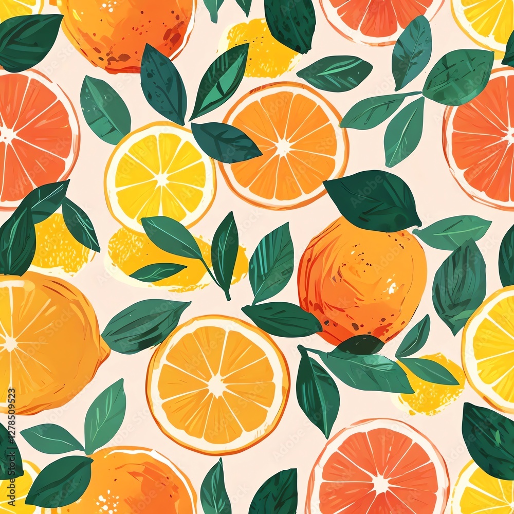 Vibrant Citrus Fruit Pattern: A Summery Delight Vibrant Citrus Fruit Pattern: A Summery Delight