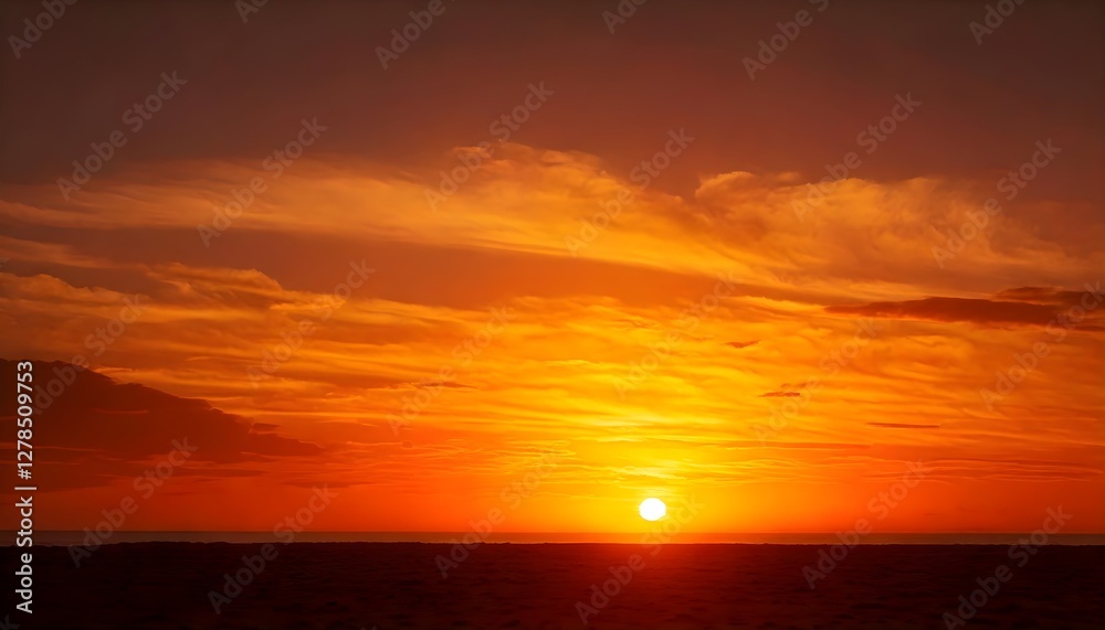 Golden hour sky with fiery orange tones and glowing clouds, ultra-HD wallpaper Golden hour sky with fiery orange tones and glowing clouds, ultra-HD wallpaper