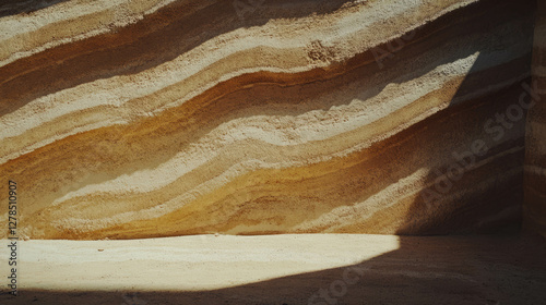Beautiful rammed earth clay wall with distinct layered texture