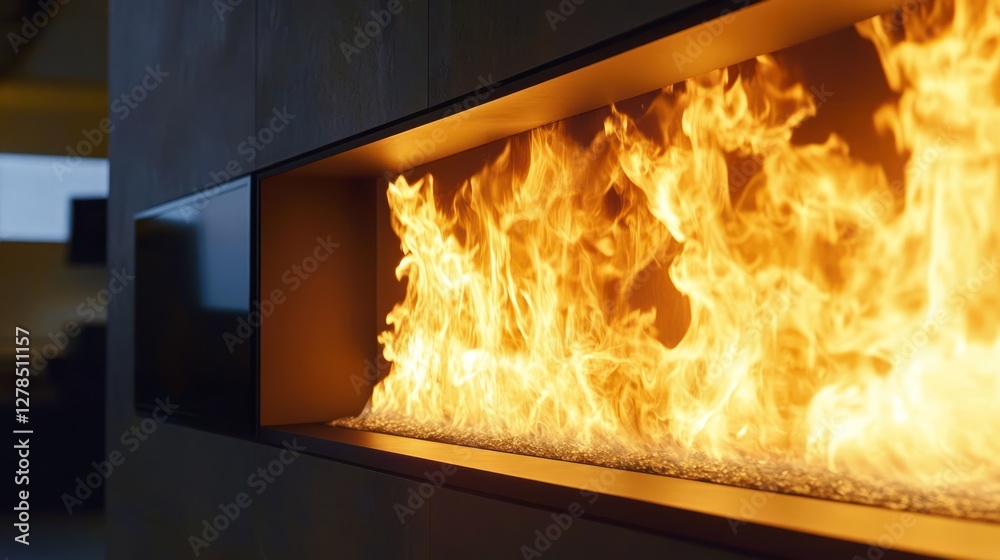 Fototapeta premium Modern Bio Fireplace in Sleek Interior Design