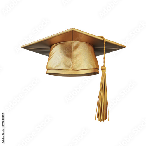 Gold square academic cap with tassel on a Transparent background,