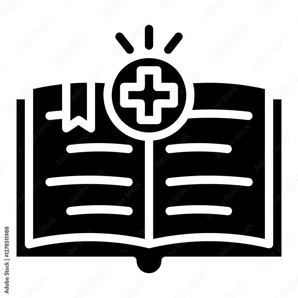 Medicine book. This is a vector single icon with a solid style. It is suitable for any purpose, such as website design, mobile app design, logo design, etc. Medicine book. This is a vector single icon with a solid style. It is suitable for any purpose, such as website design, mobile app design, logo design, etc.