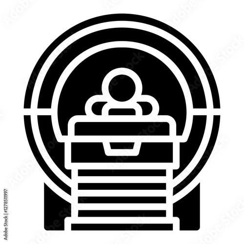 MRI machine. This is a vector single icon with a solid style. It is suitable for any purpose, such as website design, mobile app design, logo design, etc.