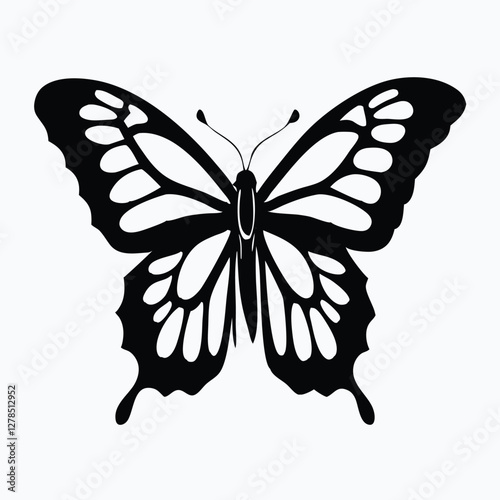 Sculpted Elegance in Black Butterfly Icon Black Butterfly Silhouette