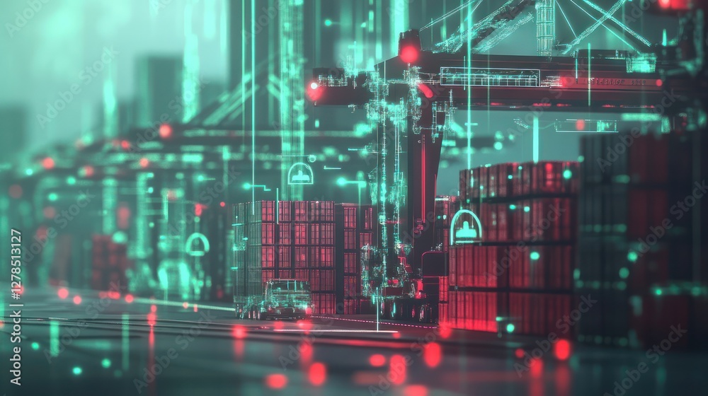 Fototapeta premium Digital Port Smart Cargo Tracking