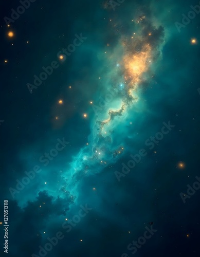 Exploring the Celestial Depths a Vibrant Nebula Displaying Cosmic Colors