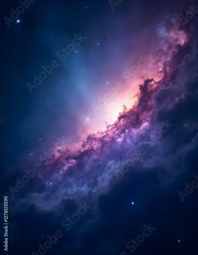 Dramatic Starry Galaxy with Nebula Clouds Cosmic Sky Art