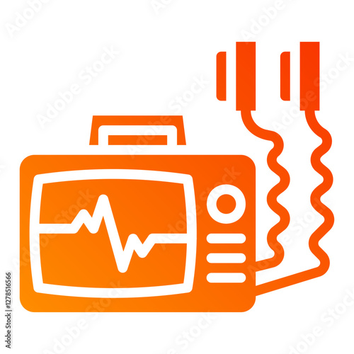 Defibrillator. This is a vector single icon with a solid gradient style. It is suitable for any purpose, such as website design, mobile app design, logo design, etc.