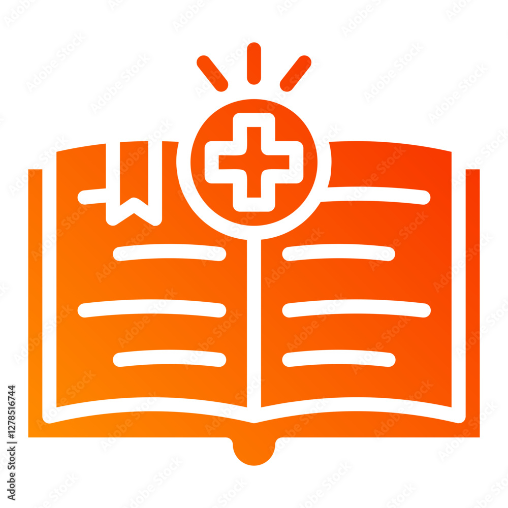 Medicine book. This is a vector single icon with a solid gradient style. It is suitable for any purpose, such as website design, mobile app design, logo design, etc. Medicine book. This is a vector single icon with a solid gradient style. It is suitable for any purpose, such as website design, mobile app design, logo design, etc.
