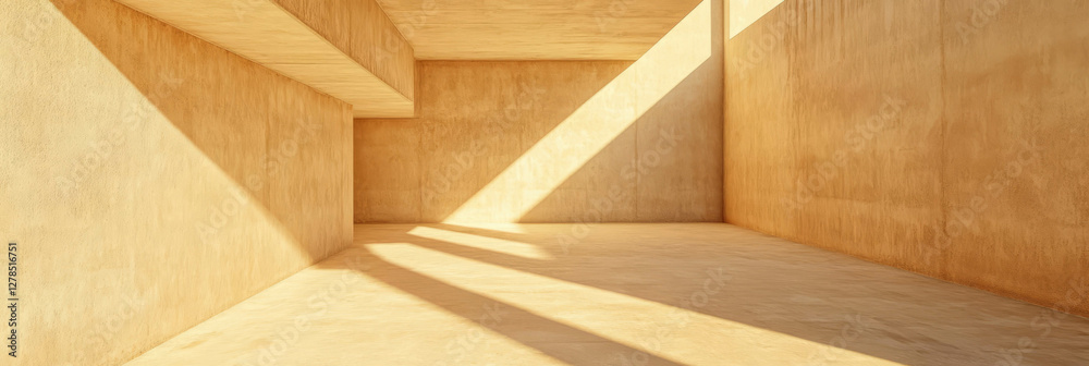 Fototapeta premium Minimalist architecture with beige sand texture and light play