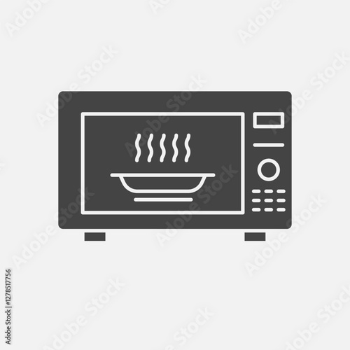 Microwave oven black icon on white background