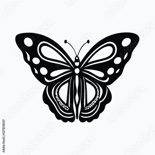 Sculpted Elegance in Black Butterfly Icon Black Butterfly Silhouette