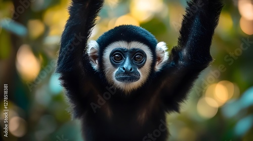 Northern White-Cheeked Gibbon in a Lush Habitat