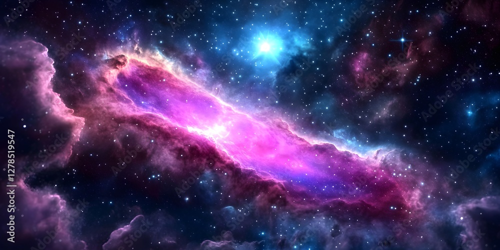 Fototapeta premium Colorful nebula and galaxy cloud night cosmos digital art outer space wide angle vibrant universe