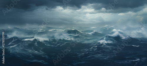 landscape photography a sea seamless pattern of wind, ai generative